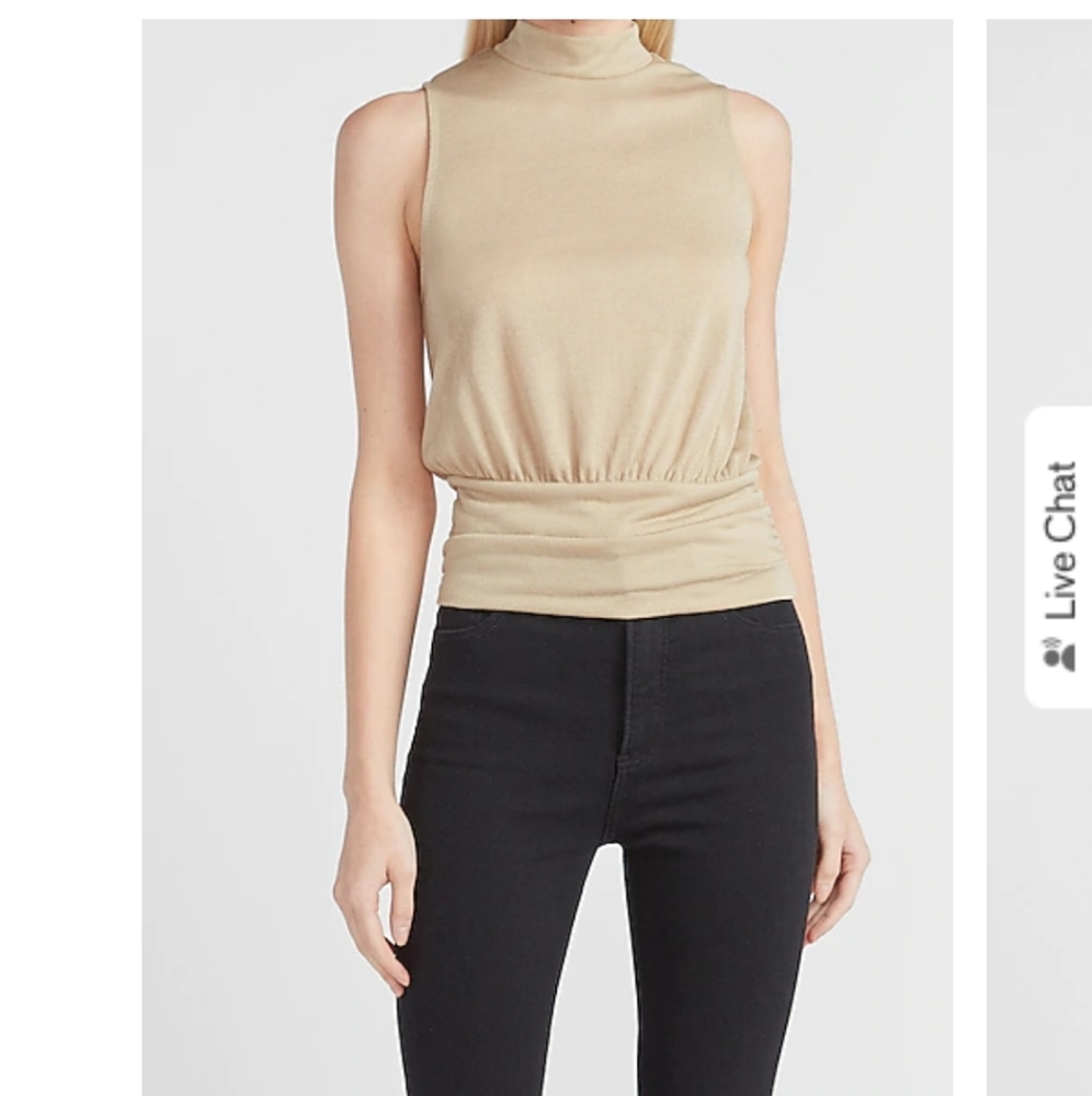 Banded bottom mock neck tank